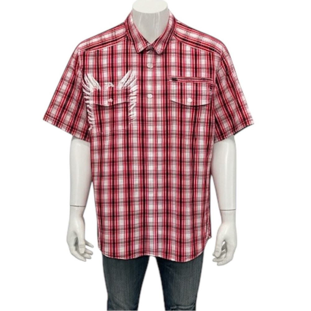 Kenneth Cole Reaction Men’s Y2K Plaid Button Down Short Sleeve Shirt Size Xlarge